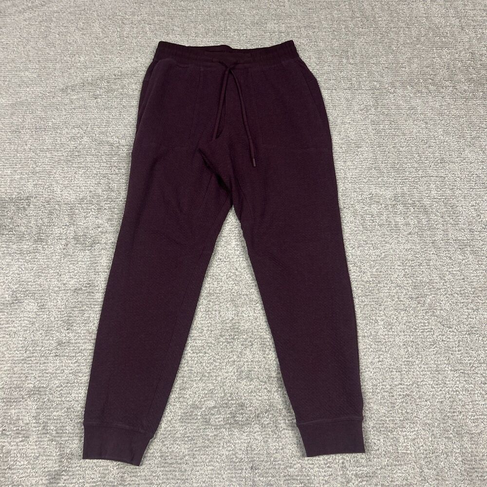 Lululemon At Ease Joggers Mens Medium Textured Double Knit Sweatpants Burgundy